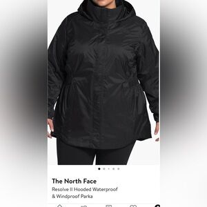 Women’s North Face Resolve II Hooded waterproof parka jacket, EUC black size 3X